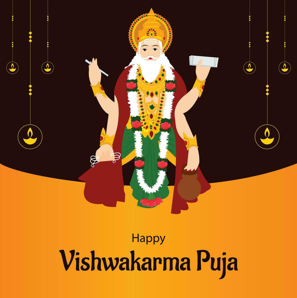 feliz vishwakarma puja indiano hindu festival vetor celebração