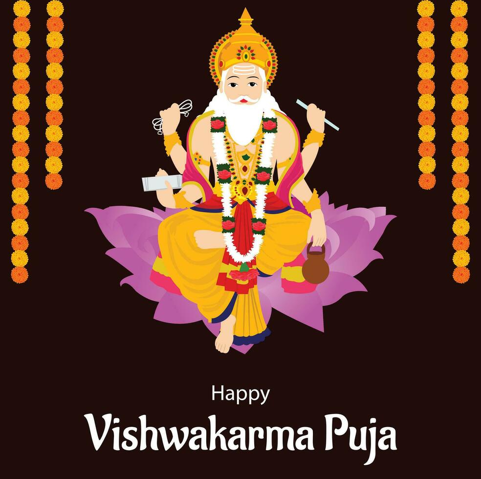 feliz vishwakarma puja indiano hindu festival vetor celebração