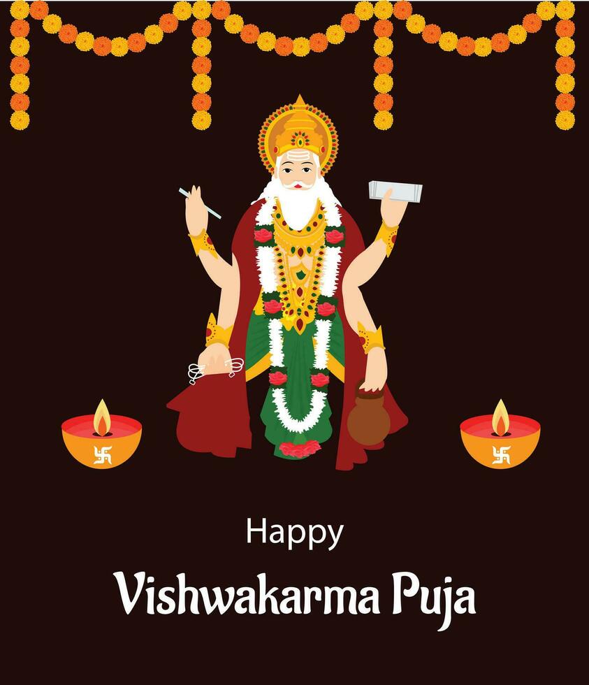 feliz vishwakarma puja indiano hindu festival vetor celebração