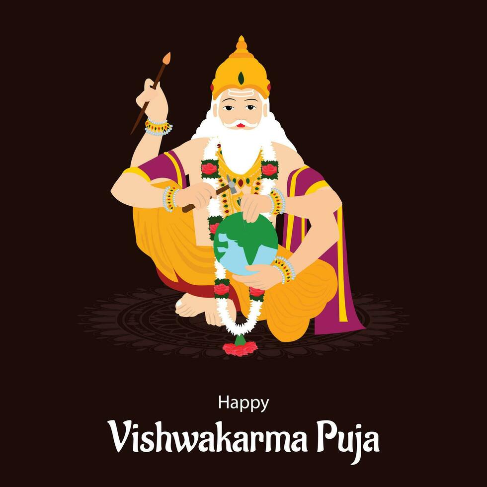 feliz vishwakarma puja indiano hindu festival vetor celebração