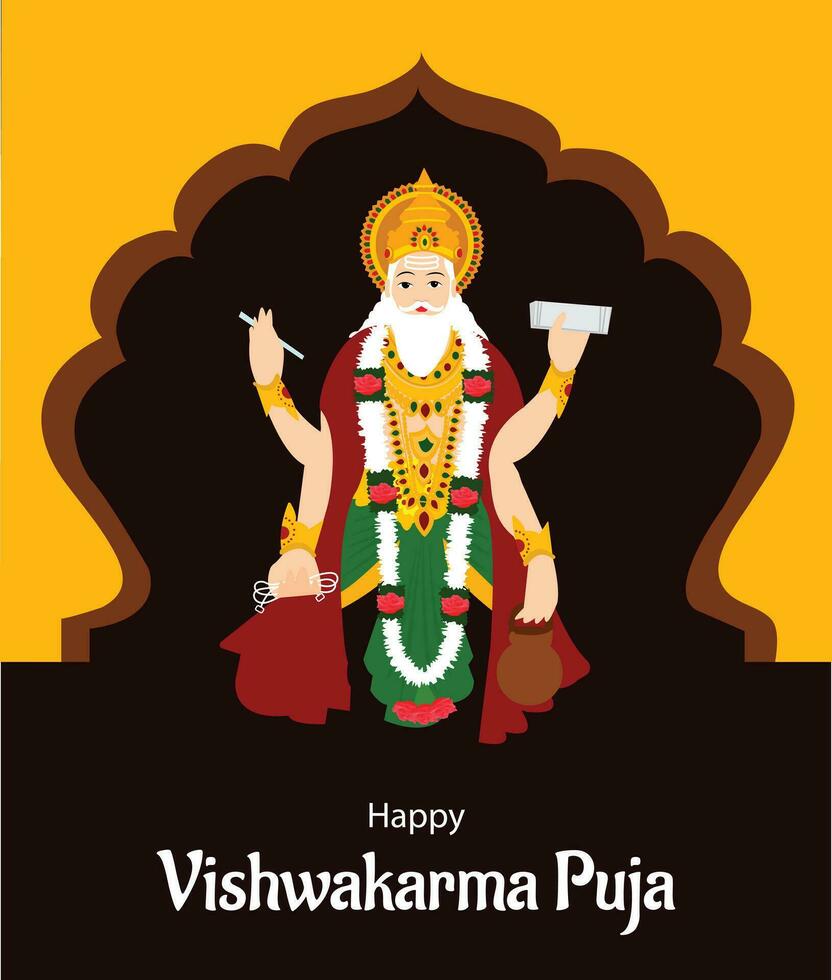 feliz vishwakarma puja indiano hindu festival vetor celebração