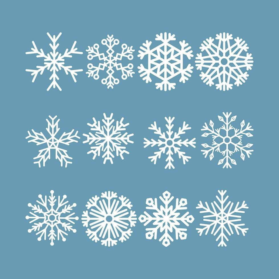 conjunto do plano flocos de neve ilustração vetor