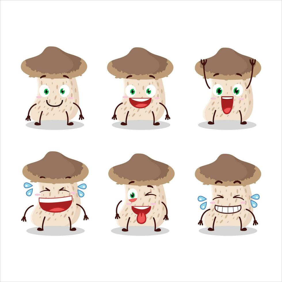 desenho animado personagem do shiitake cogumelo com sorrir expressão vetor
