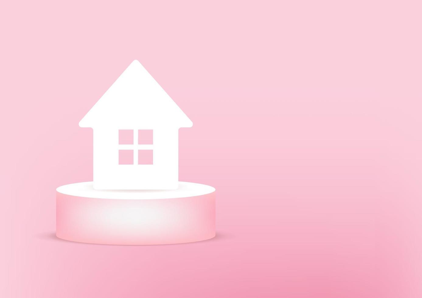 papel de casa 3d no fundo rosa. conceito de construção de arquitetura imobiliária de casa ou casa. vetor