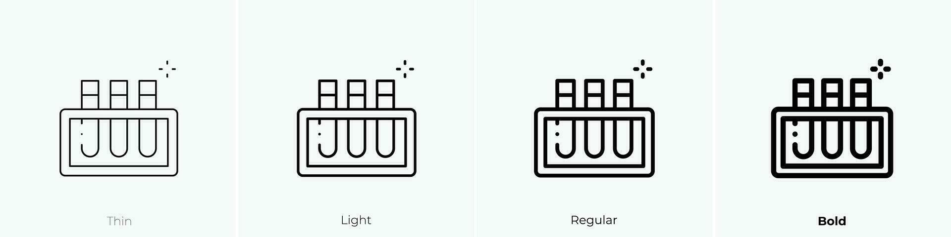 teste tubos ícone. afinar, luz, regular e negrito estilo Projeto isolado em branco fundo vetor