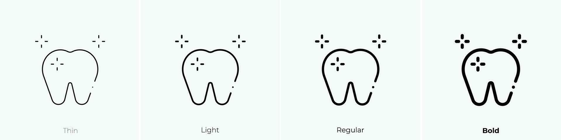 dentes ícone. afinar, luz, regular e negrito estilo Projeto isolado em branco fundo vetor