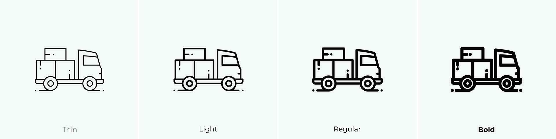 caminhão ícone. afinar, luz, regular e negrito estilo Projeto isolado em branco fundo vetor