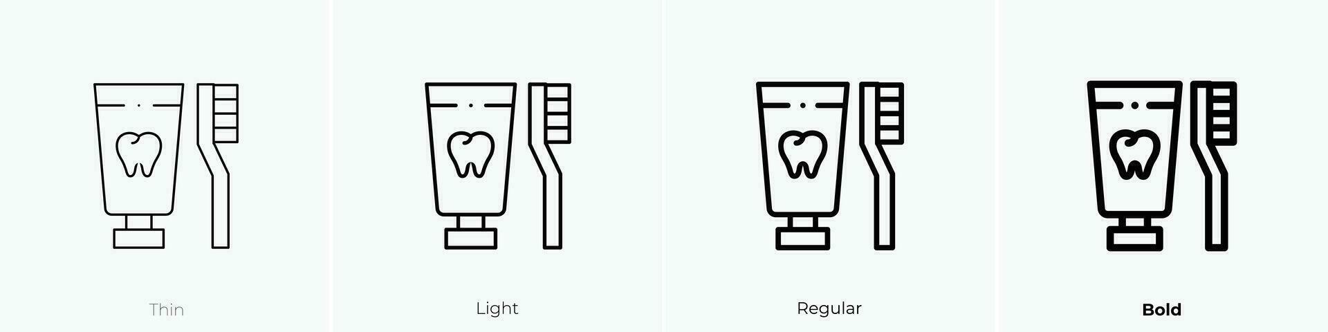 escova de dente ícone. afinar, luz, regular e negrito estilo Projeto isolado em branco fundo vetor