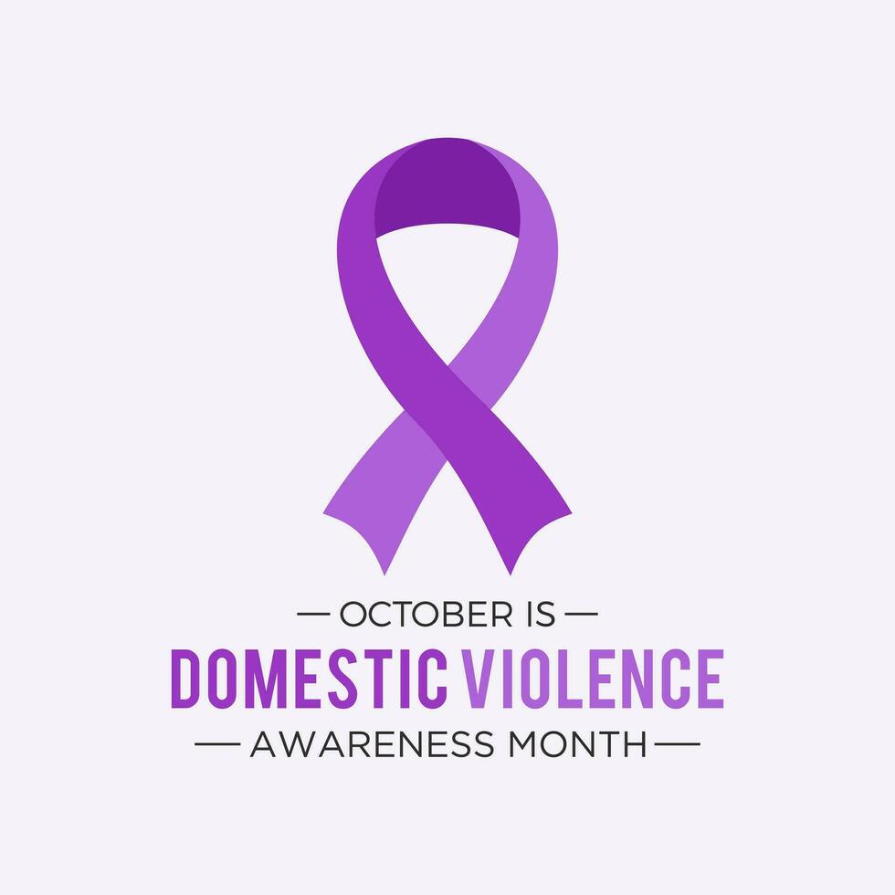 nacional doméstico violência consciência mês é observado cada ano dentro Outubro. doméstico violência consciência mês, fundo com roxa fita. vetor ilustração.