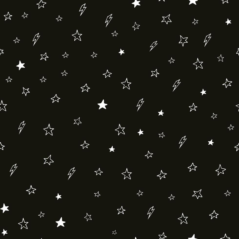 uma Preto e branco padronizar com estrelas e relâmpago parafusos vetor