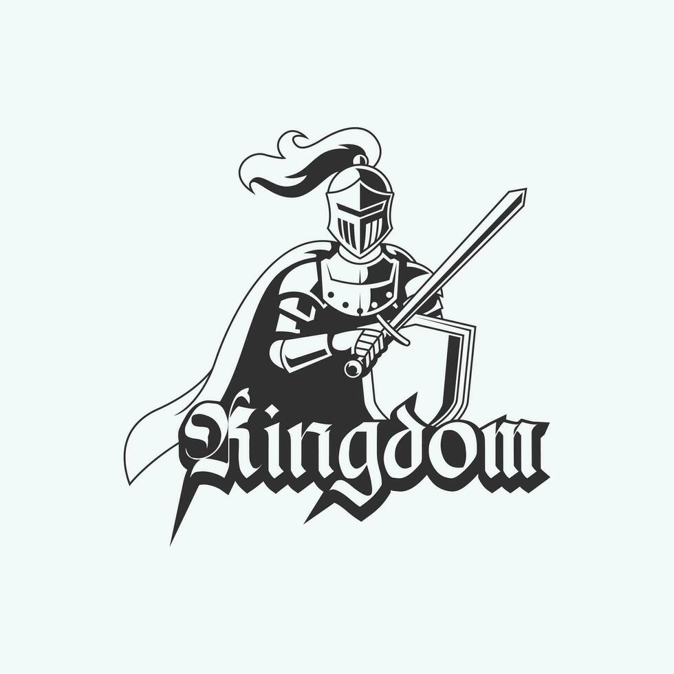 reino cavaleiro mascote logotipo ilustração vetor. vetor