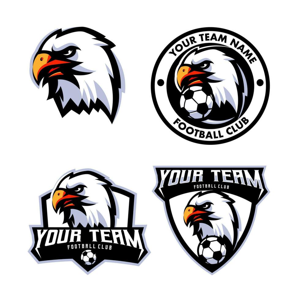 Águia logotipo conjunto para equipe futebol vetor