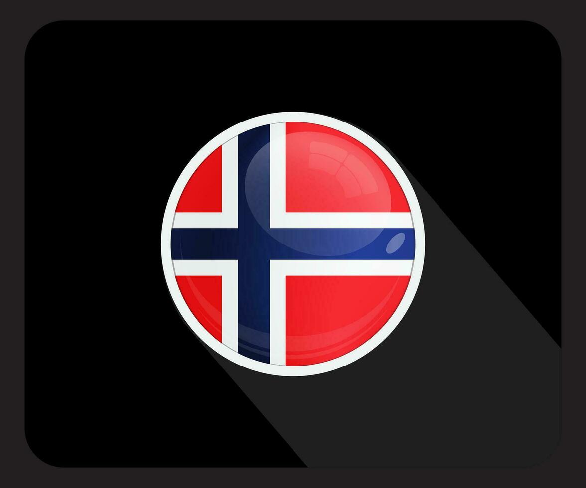 Noruega lustroso círculo bandeira ícone vetor