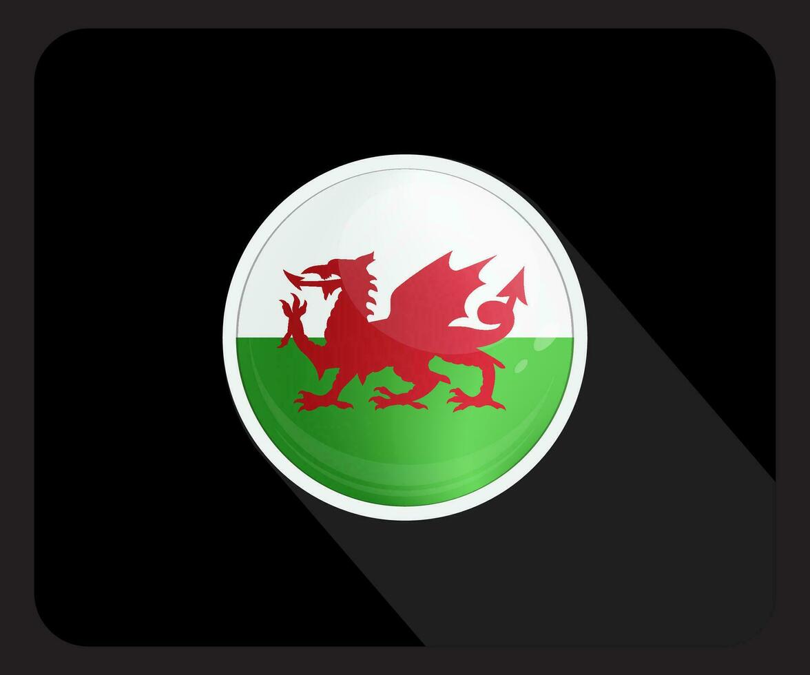país de gales lustroso círculo bandeira ícone vetor