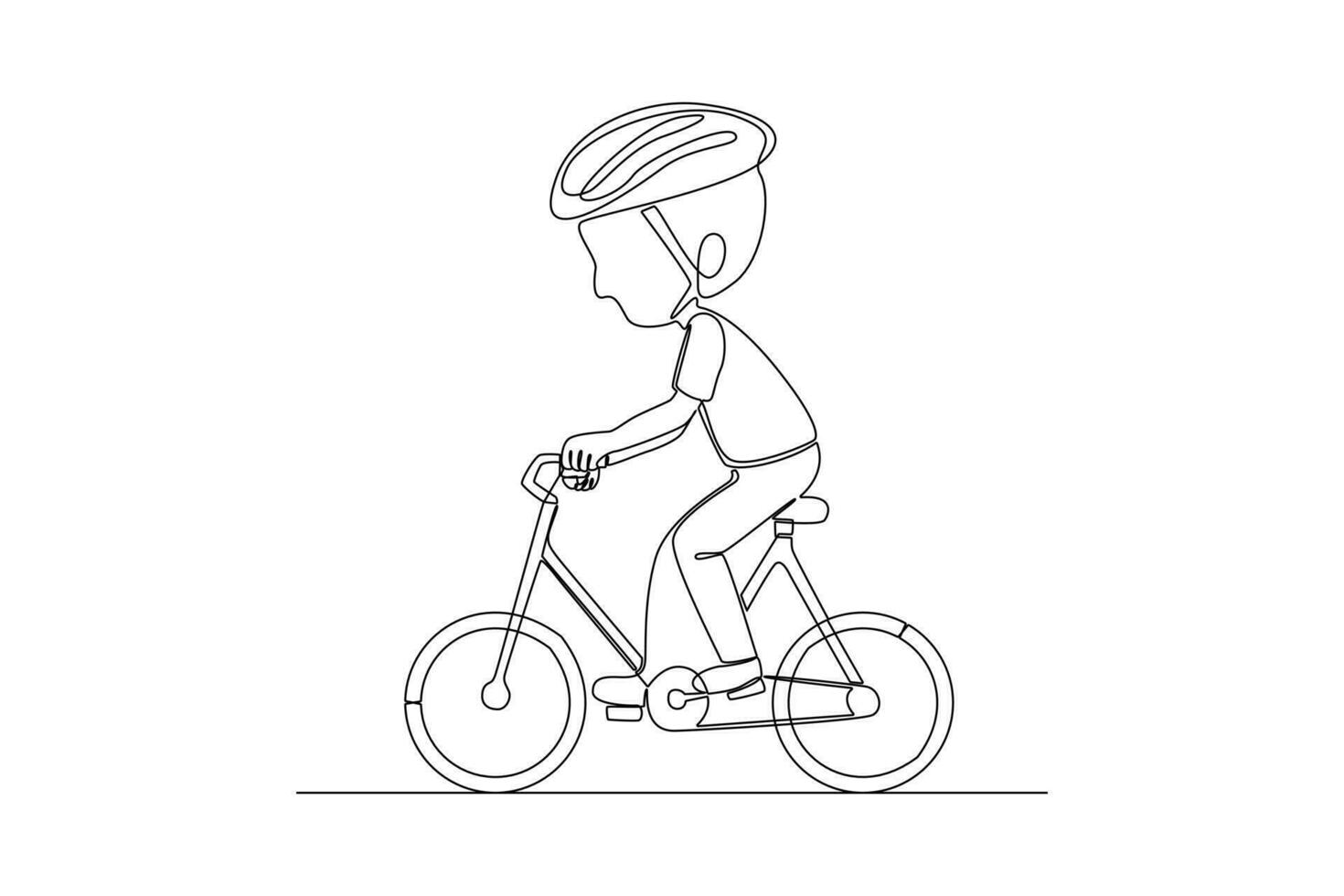 contínuo 1 linha desenhando pessoas equitação bicicletas em cidade rua conceito. rabisco vetor ilustração.