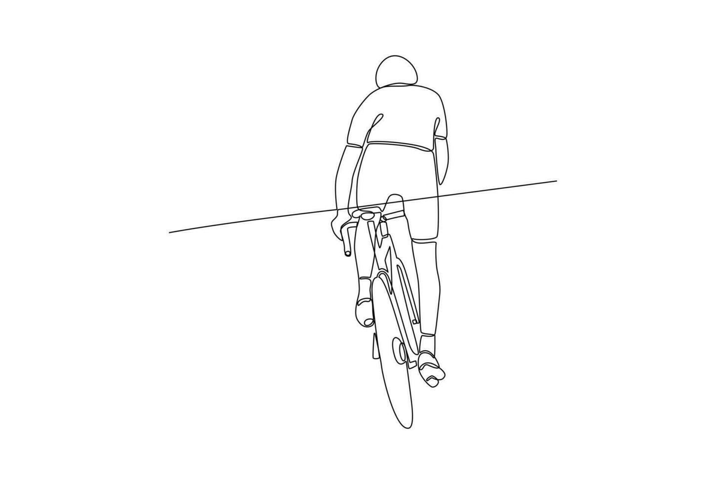 contínuo 1 linha desenhando pessoas equitação bicicletas em cidade rua conceito. rabisco vetor ilustração.