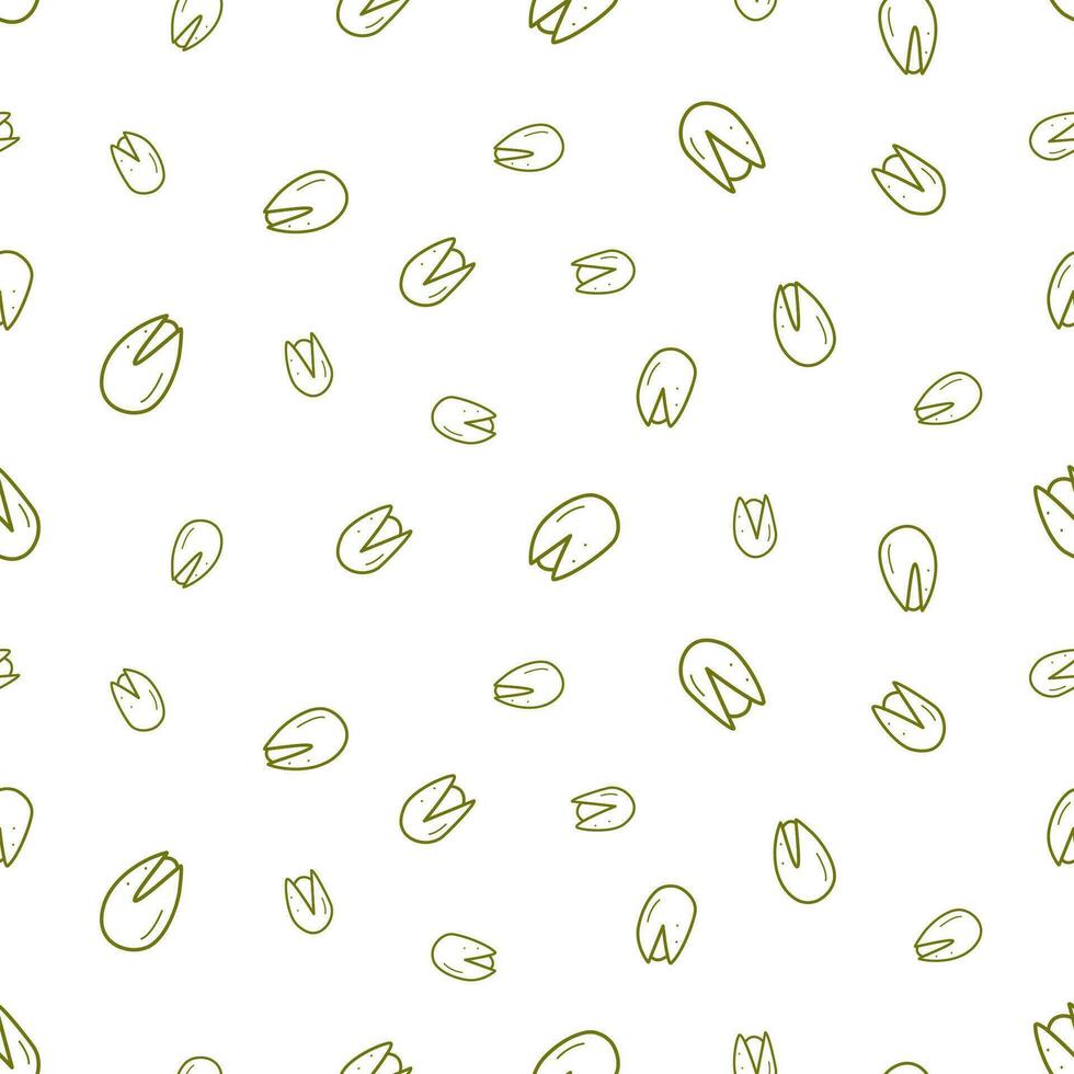 desatado padronizar pistachios ícone desenho animado doodle. vetor ilustração fundo do lanches salgado nozes dentro uma concha.