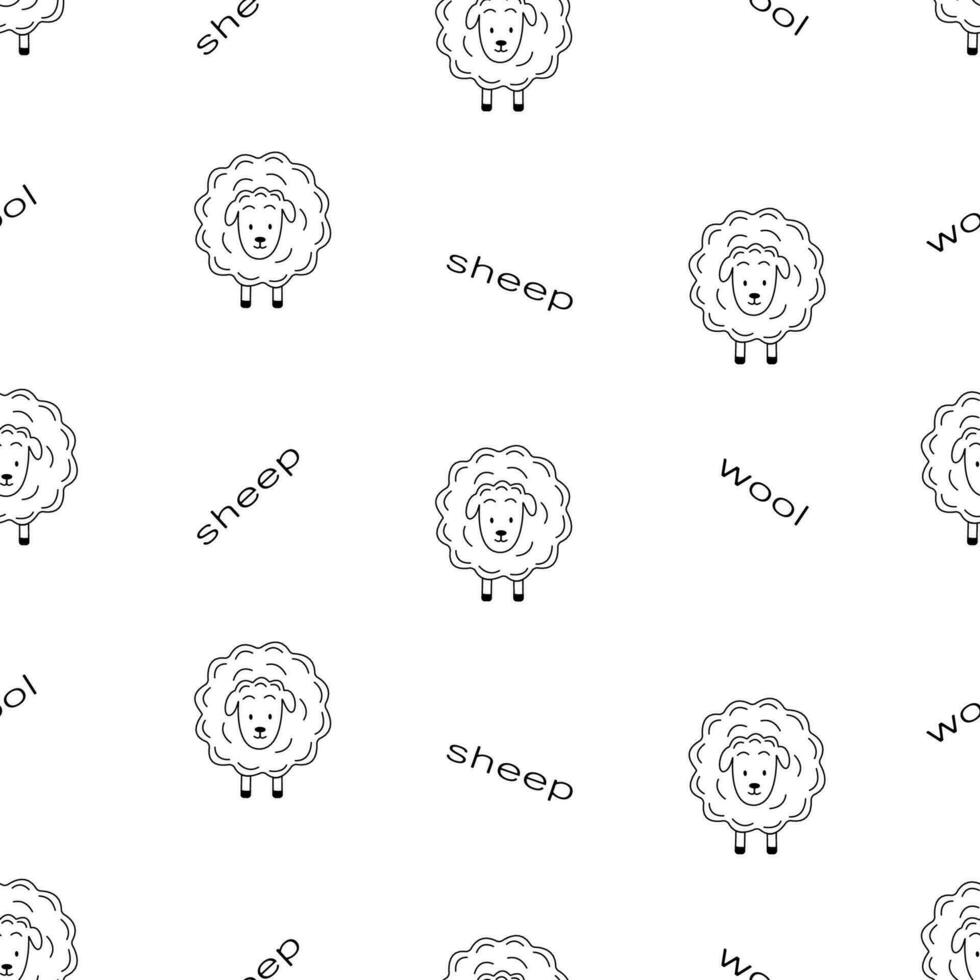 desenho animado ovelha papel de parede. desatado padronizar do ovelha desenhos. fundo para impressão. vetor