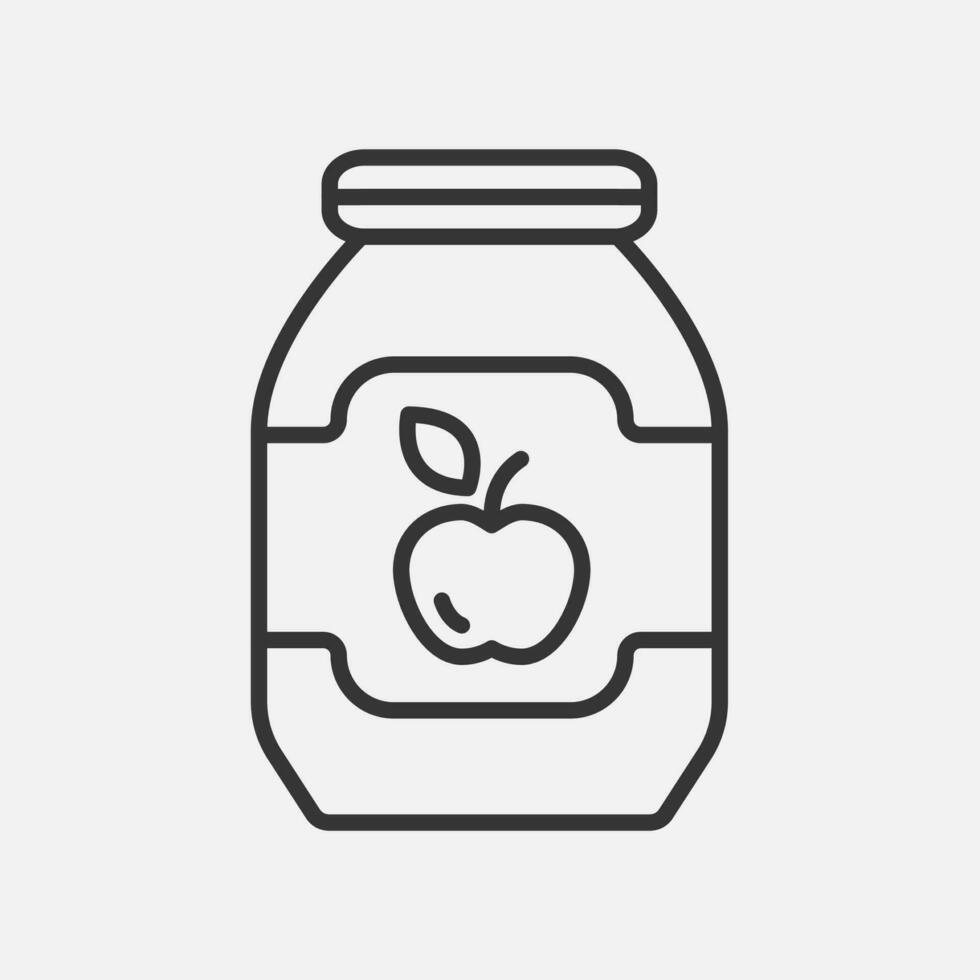 maçã geléia dentro a vidro jar. linha ícone. dieta comida, caseiro produtos. fruta suco embalagem. vetor ilustração