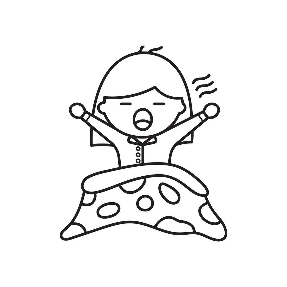 crianças desenhando desenho animado vetor ilustração fofa menina acordando acima ícone isolado em branco fundo