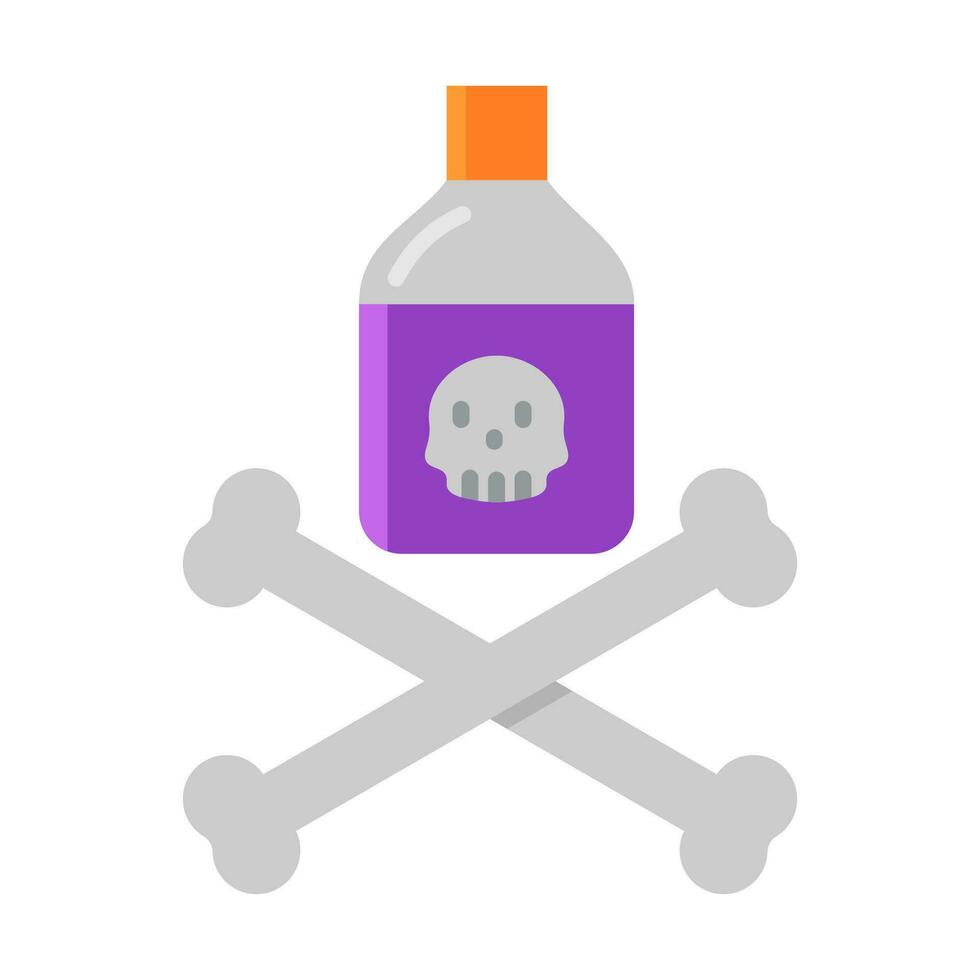 Poção ou Poção garrafa com crânio e ossos cruzados vetor ícone. pesticida, isolado branco fundo editável.