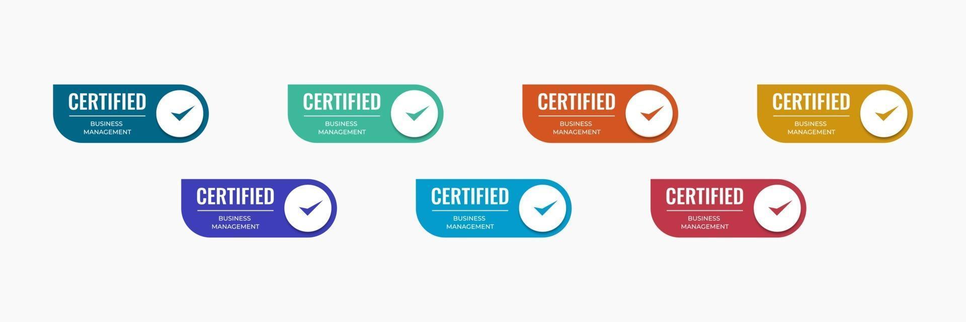 modelo de crachá de ícone certificado com profissão empresarial da categoria. ilustração em vetor design certificação.