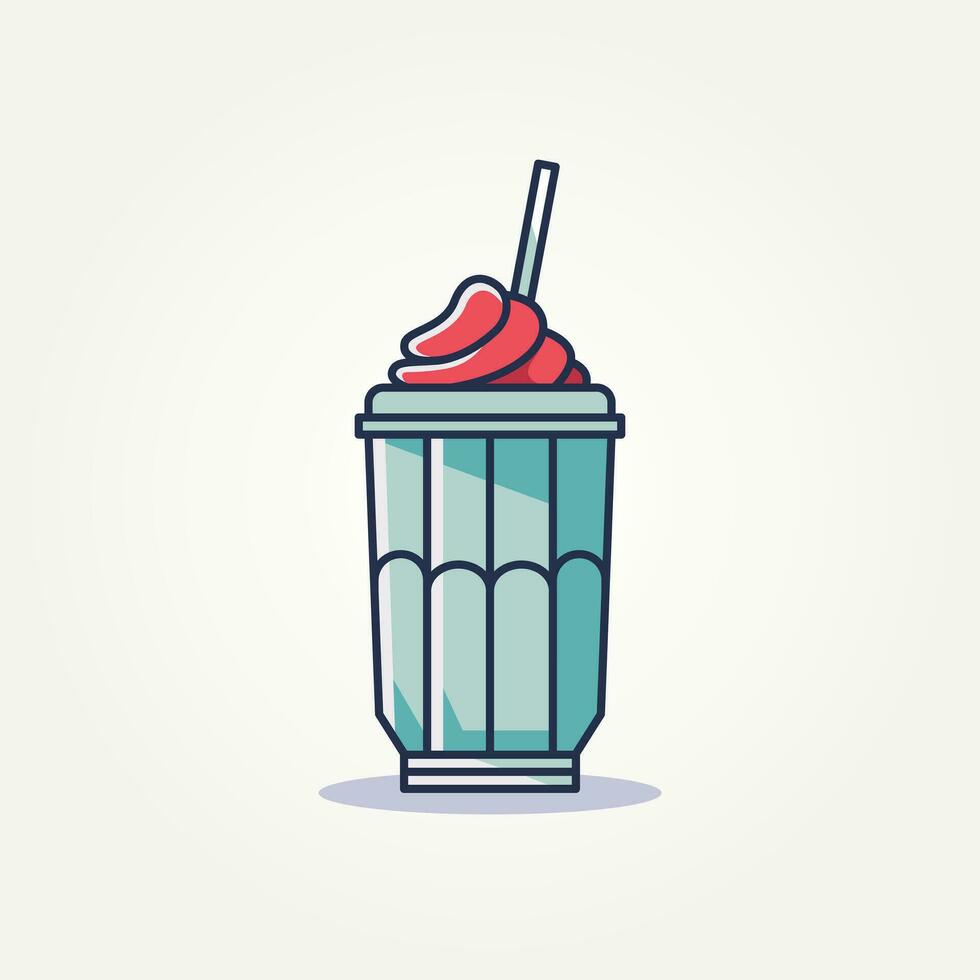 isolado minimalista milkshake plano ícone logotipo modelo vetor ilustração Projeto. simples moderno cafés, gelo creme salões, Comida caminhões logotipo conceito