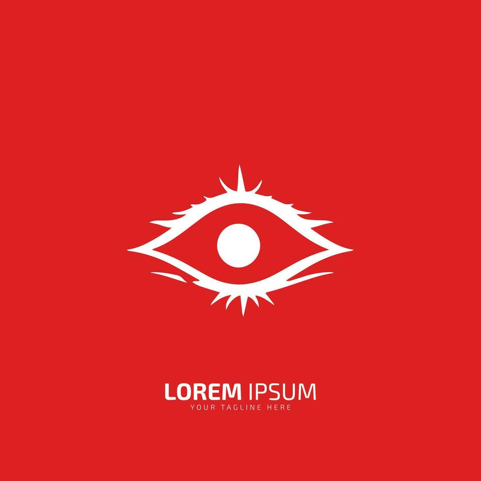 uma logotipo do olho, olho ícone, olho vetor silhueta em luz vermelho fundo