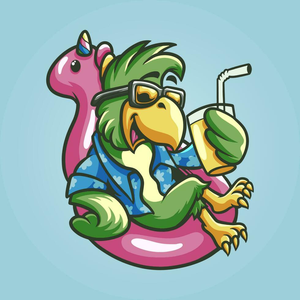 papagaio relaxante mascote ótimo ilustração para seu branding o negócio vetor