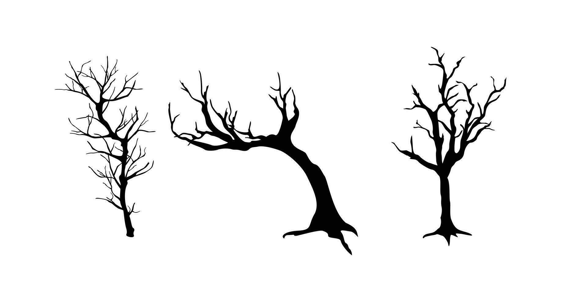 projeto de silhueta de árvore nua. ilustração de planta sem folhas. fundo de vetor de natureza.