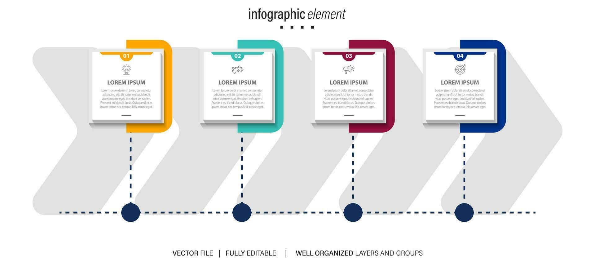 vetor infográficos Linha do tempo Projeto modelo com linha caixas rótulo, integrado círculos fundo. Linha do tempo infográfico Projeto vetor e marketing ícones.