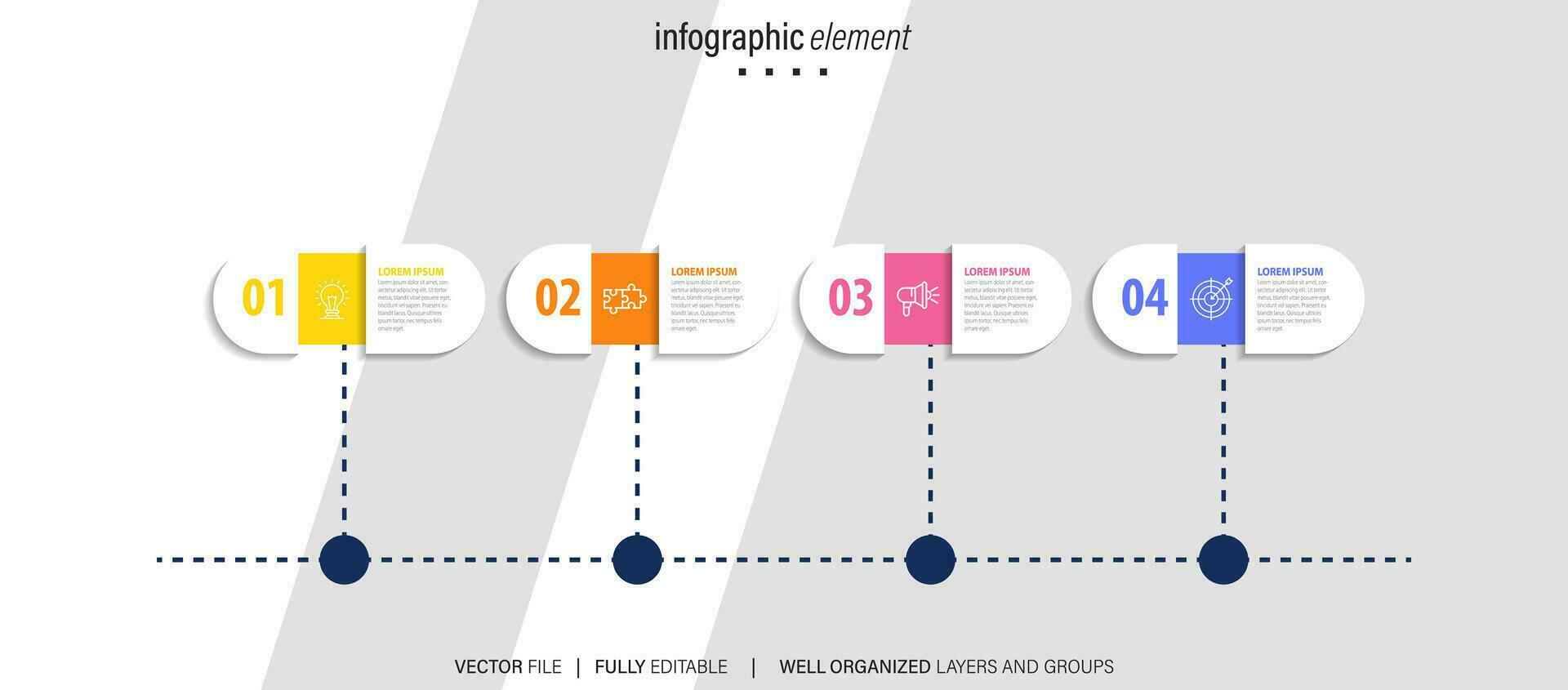 Linha do tempo infográfico modelo, o negócio conceito com 4 opções, vetor ilustração.