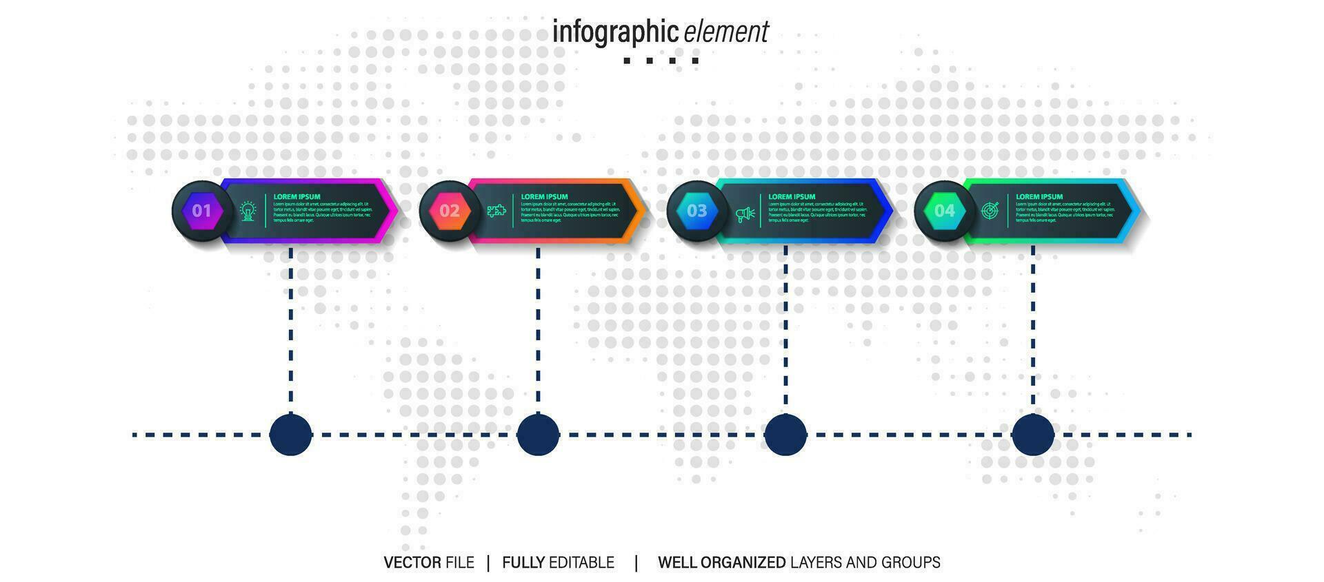 o negócio processo infográfico modelo. fino linha Projeto com números 4 opções ou passos. vetor ilustração gráfico Projeto