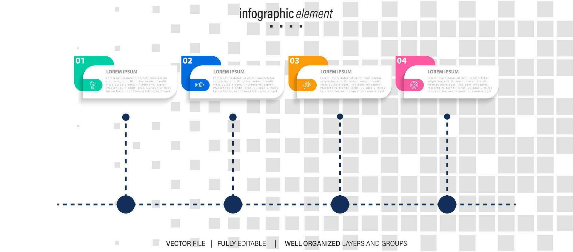 vetor infográficos Linha do tempo Projeto modelo com linha caixas rótulo, integrado círculos fundo. Linha do tempo infográfico Projeto vetor e marketing ícones.