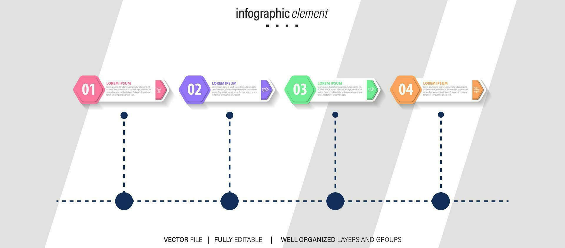 infográfico Projeto modelo. Linha do tempo conceito com 4 passos vetor