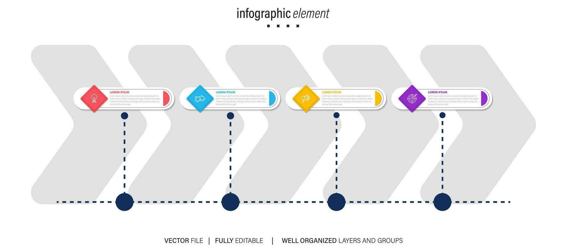 infográfico Projeto modelo. Linha do tempo conceito com 4 passos vetor