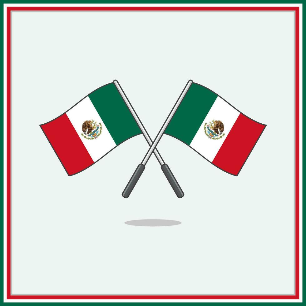 bandeira do México desenho animado vetor ilustração. México bandeira plano ícone esboço