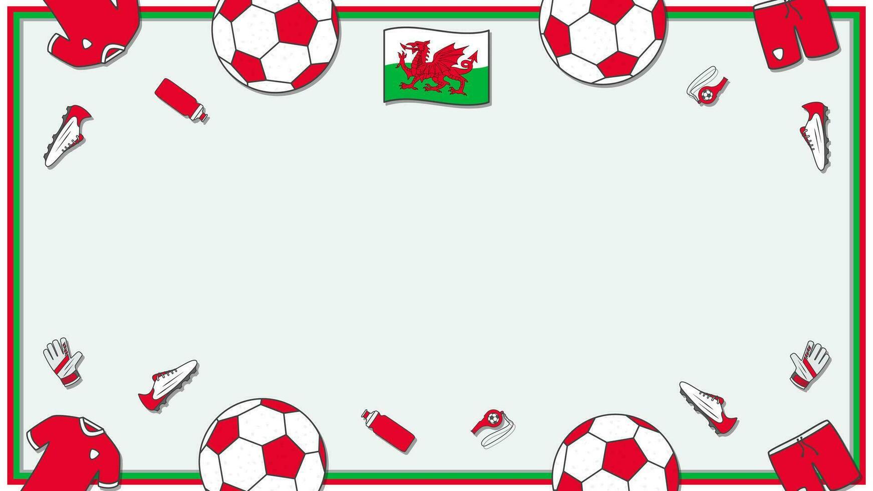 futebol fundo Projeto modelo. futebol desenho animado vetor ilustração. campeonato dentro país de gales