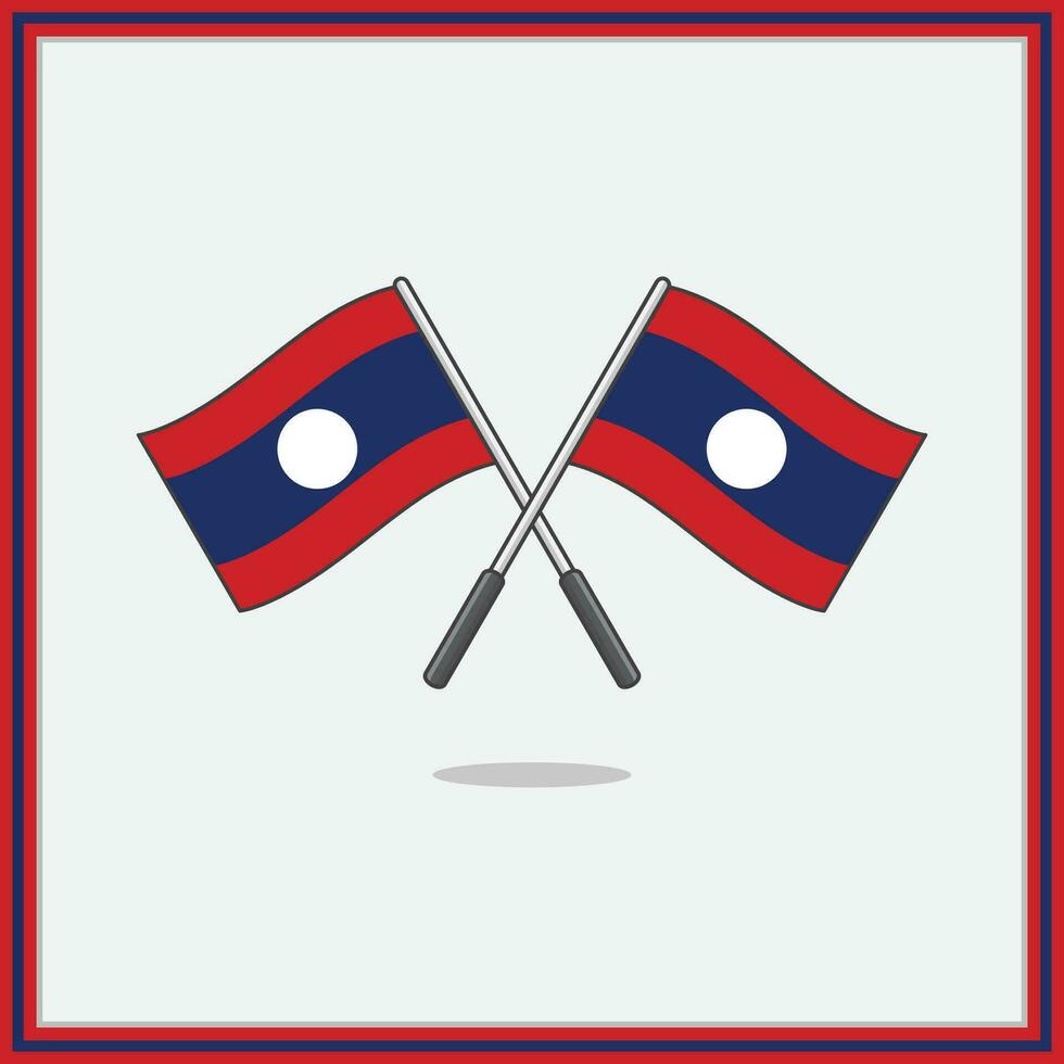 bandeira do Laos desenho animado vetor ilustração. Laos bandeira plano ícone esboço