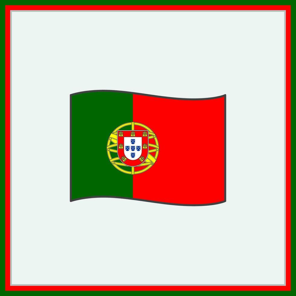 Portugal bandeira desenho animado vetor ilustração. bandeira do Portugal plano ícone contorno. nacional Portugal bandeira