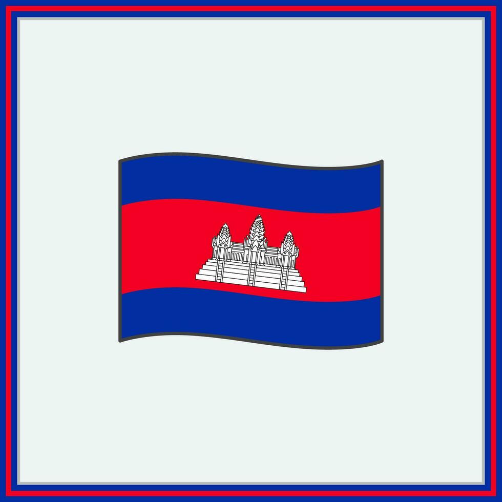 Camboja bandeira desenho animado vetor ilustração. bandeira do Camboja plano ícone contorno. nacional Camboja bandeira