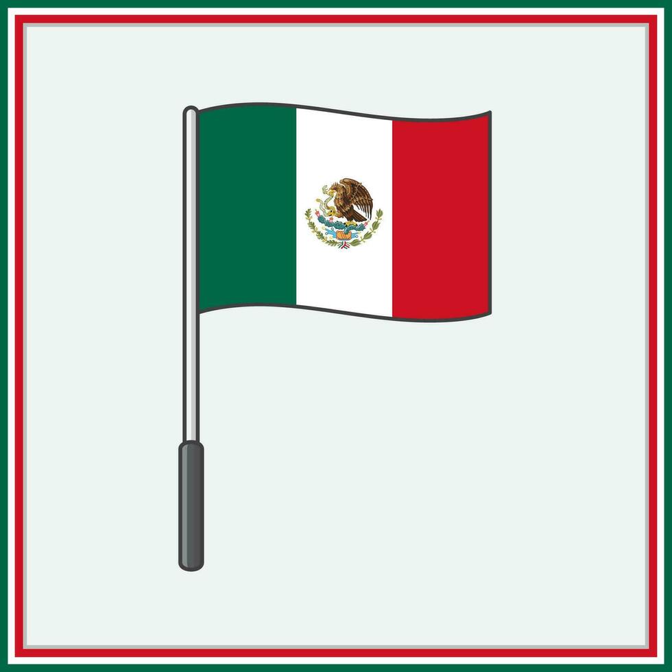 México bandeira desenho animado vetor ilustração. bandeira do México plano ícone esboço