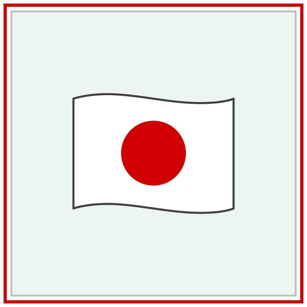 Japão bandeira desenho animado vetor ilustração. bandeira do Japão plano ícone contorno. nacional Japão bandeira
