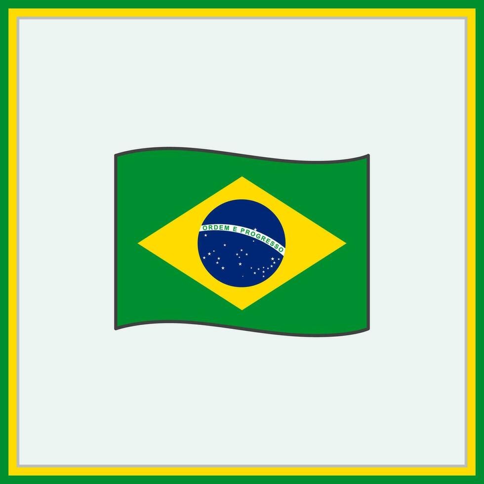 Brasil bandeira desenho animado vetor ilustração. bandeira do Brasil plano ícone contorno. nacional Brasil bandeira