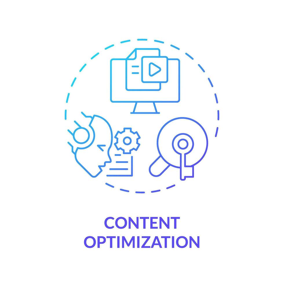 gradiente conteúdo otimização ícone conceito, isolado vetor, ai para seo fino linha ilustração. vetor