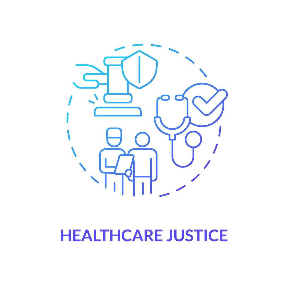 cuidados de saúde justiça azul gradiente conceito ícone. médico serviço acesso. social justiça exemplo abstrato idéia fino linha ilustração. isolado esboço desenhando vetor