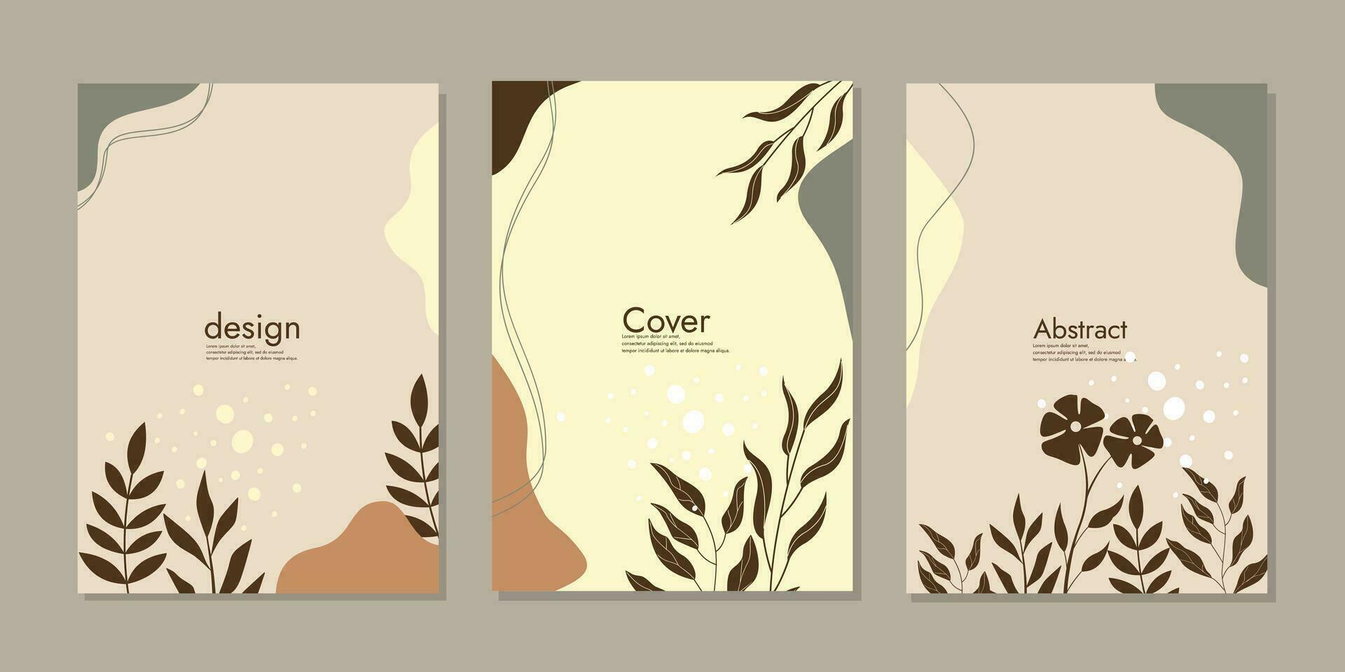 cobrir página caderno coleção com mão desenhado floral decorações. modelos com abstrato outono folhas. Tamanho a4 para diário, livros, revistas, diários, catálogos, planejadores e panfletos. vetor layouts.