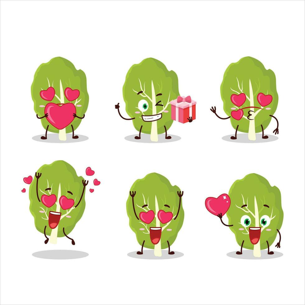 couve verduras desenho animado personagem com amor fofa emoticon vetor