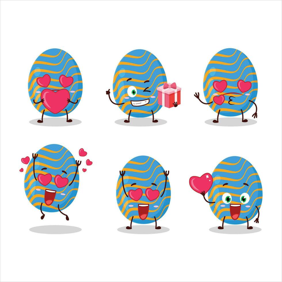 luz azul Páscoa ovo desenho animado personagem com amor fofa emoticon vetor