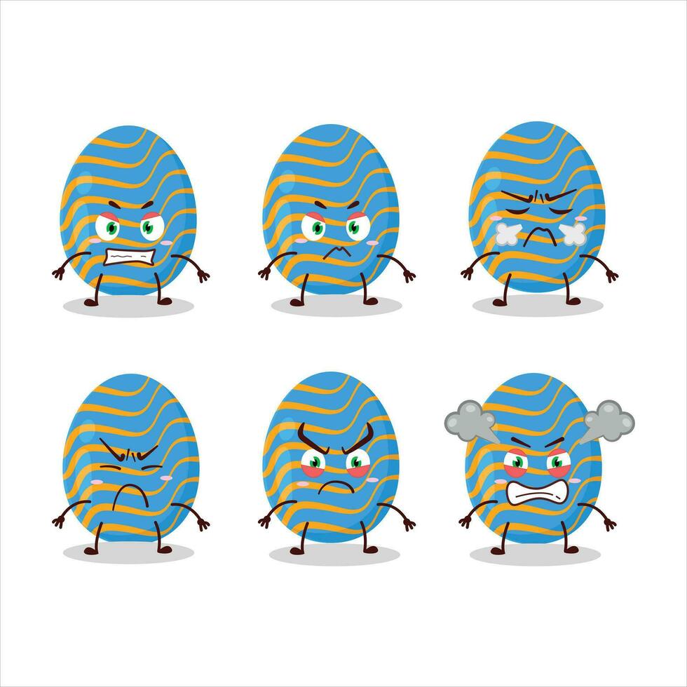 luz azul Páscoa ovo desenho animado personagem com vários Bravo expressões vetor